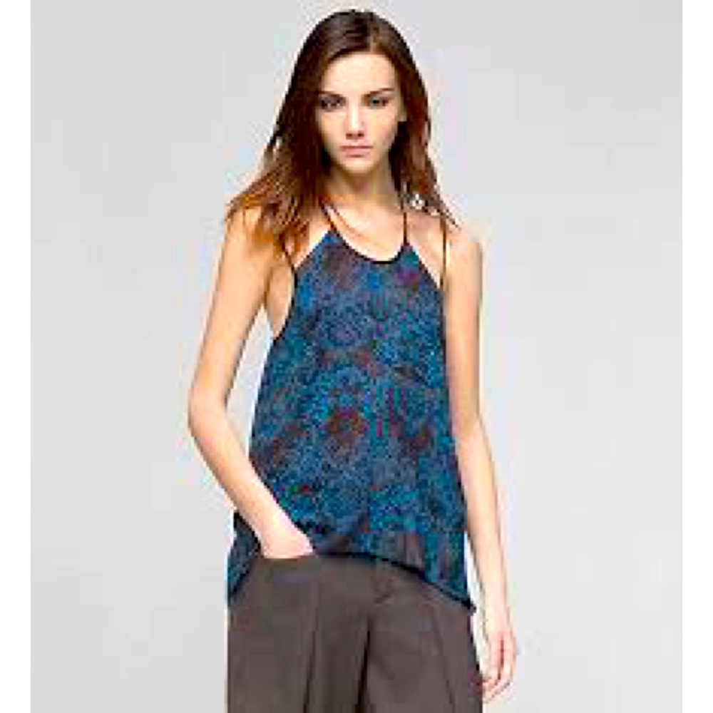 Helmut Lang Blue Medallion Racer Back Tank Cami